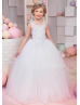 Beaded Tulle Floor Length Flower Girl Dress Princess Dress